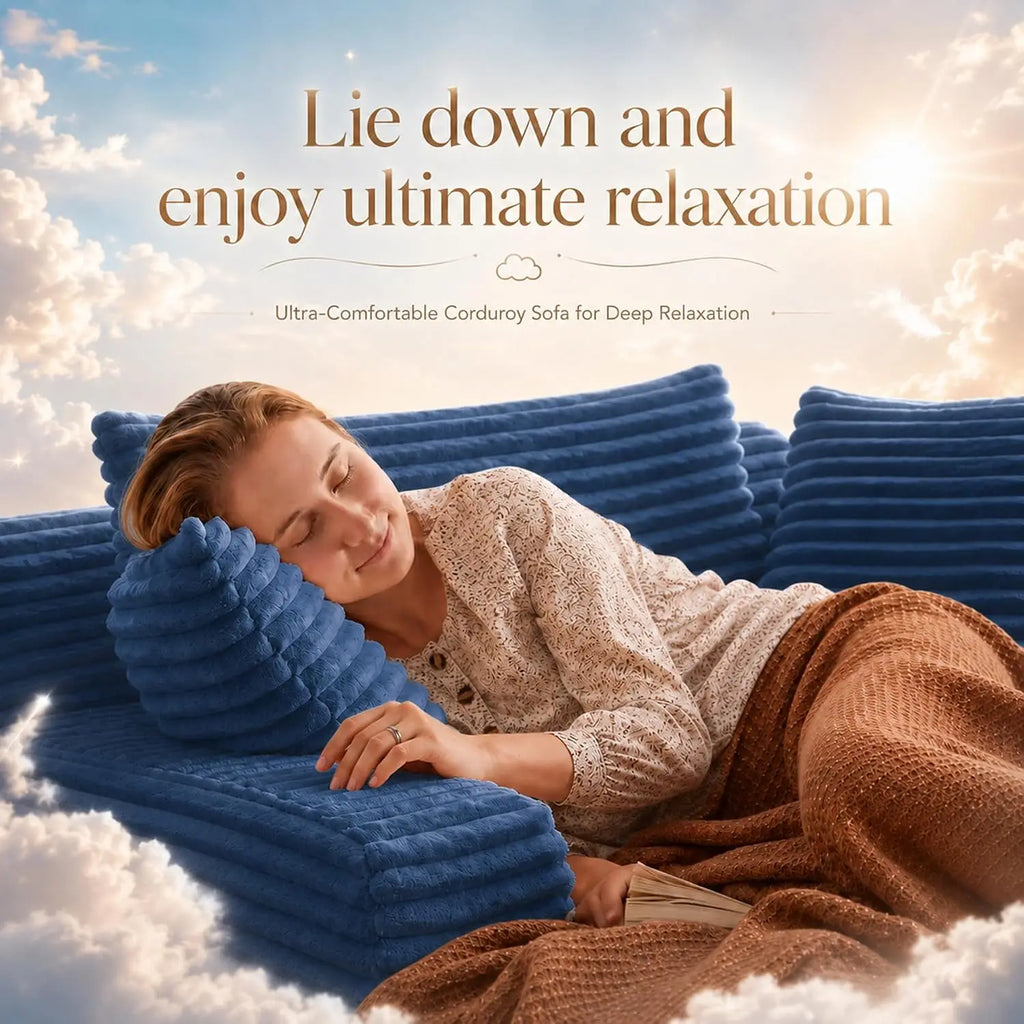 66-Inch Corduroy Chaise Lounge with 3 Pillows