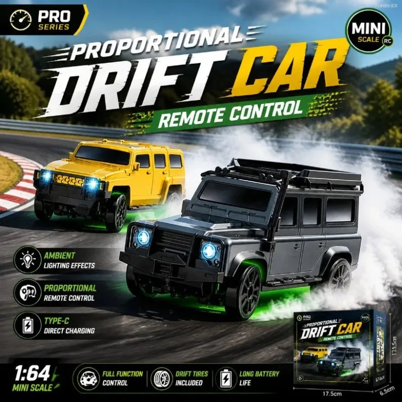 1/64 Scale Mini 4WD RC Drift Racing Car – Type-C Rechargeable Desktop Racer