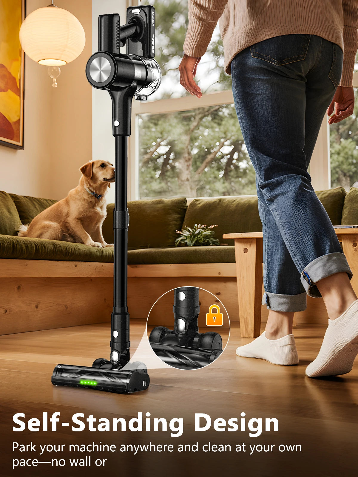 SUXIANGVAC Cordless Stick Vacuum Cleaner — 500W 55Kpa, 55-Min Runtime, Anti-Tangle, HEPA, Self-Standing