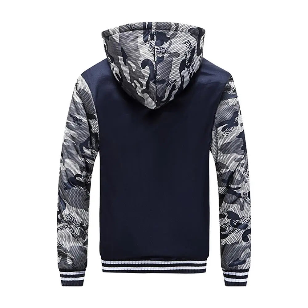 Men's Camouflage Fleece Jacket – Hooded Winter Layer