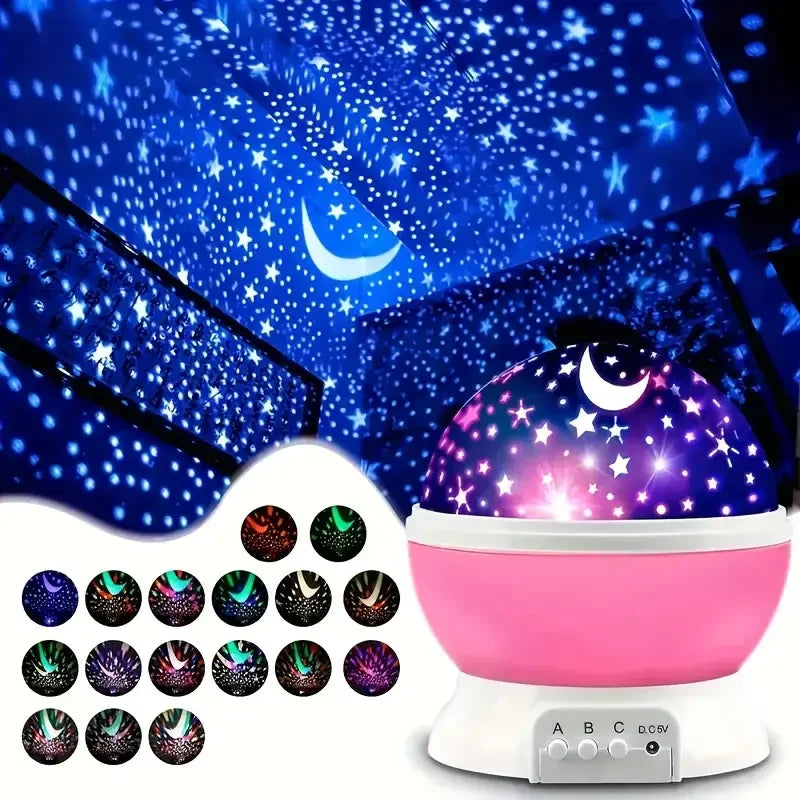 Starry Night Sky Projector Light — USB & Battery Powered, Rotating Galaxy Lamp for Bedroom & Parties