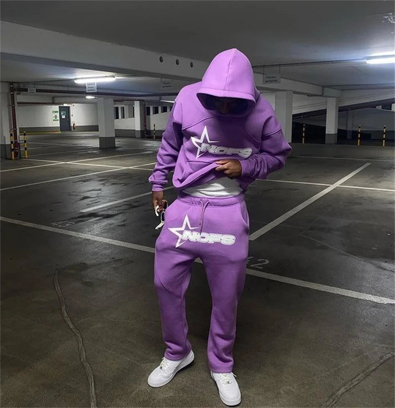 Y2K Harajuku Letter Graphic Hoodie & Goth Pants Set