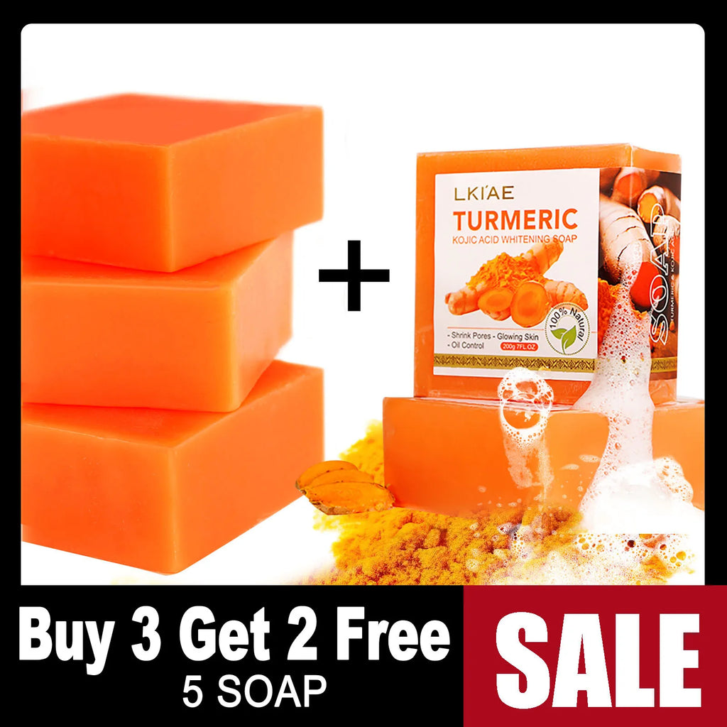 AILKE Organic Turmeric Whitening Soap Bar – Kojic Acid & Lemon for Acne, Melanin & Dark Spots, 200g