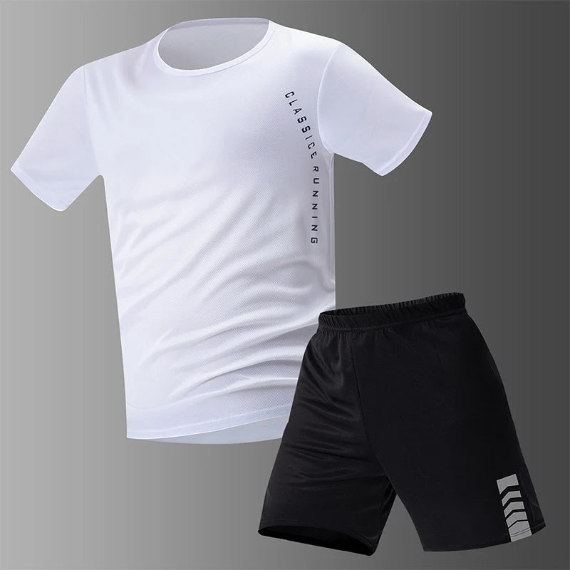 Men's Quick-Dry Short Sleeve & Shorts Set – Plus Size Leisure Running Fitness 2–6 Piece