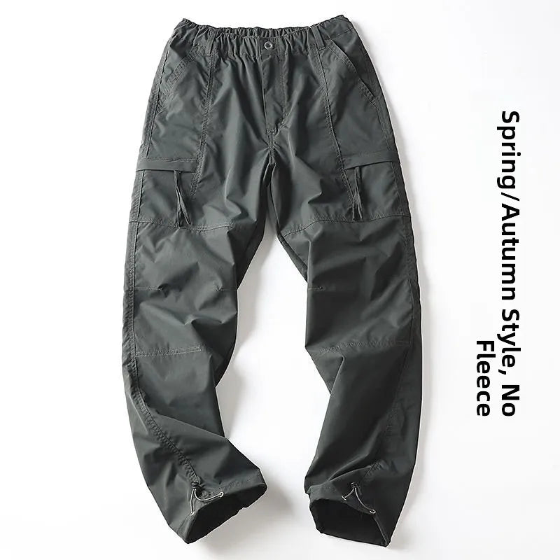 Men's Fleece-Lined Waterproof Hiking Pants — Loose Windproof Outdoor Workwear