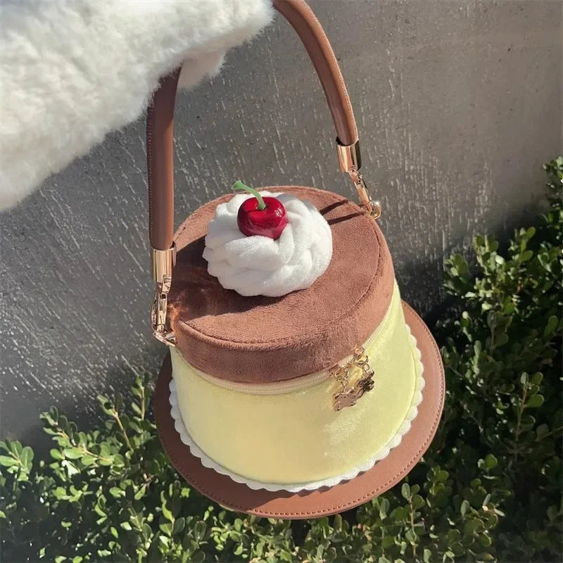 miyagawa Lolita Cake Bucket Bag – Sweet Kawaii Patchwork Handbag for Women & Teen Girls