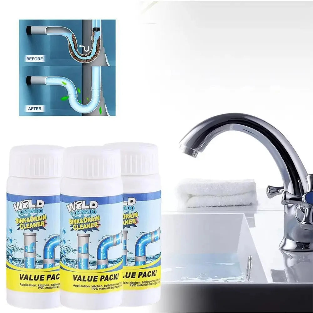 No More Blocked Drains — Powerful Pipe Unclogging Agent & Sewer Powder | Removes Odors & Blockages, 1/2/3/6 Pack Options