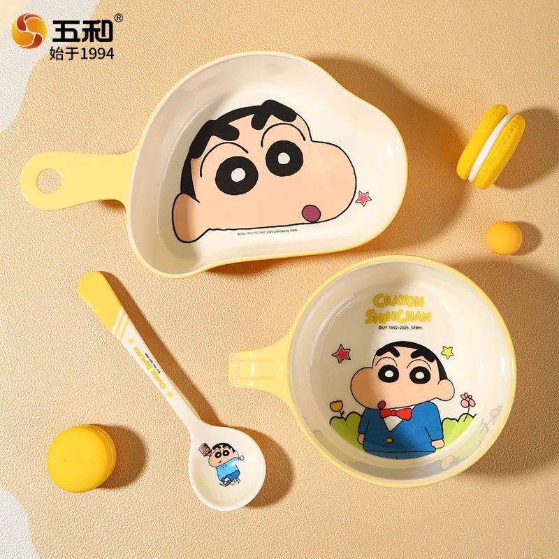 Crayon Cartoon Children's Bowl Set — Soup Bowl & Divided Plate