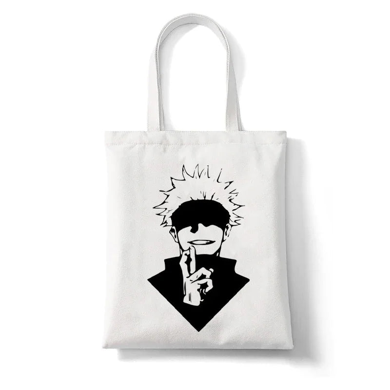 Jujutsu Kaisen Anime Canvas Tote Shopper Bag – Large Reusable Shoulder Bag for Women