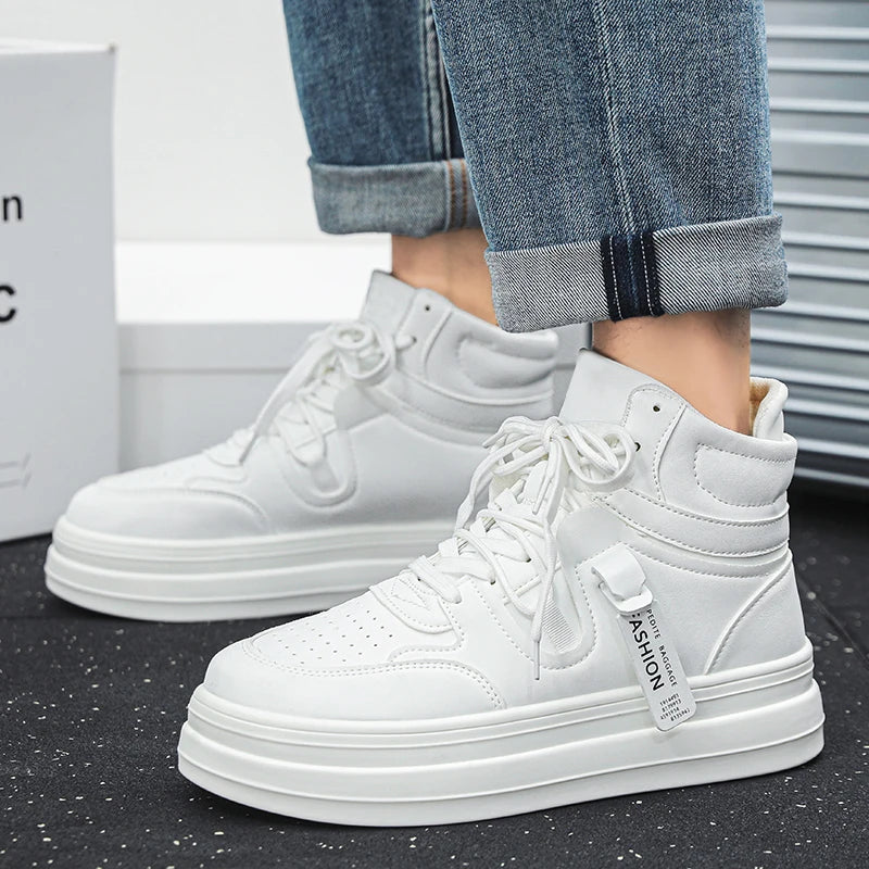 Men's High-Top Classic Casual Sports Shoes – Durable Leather Sneakers