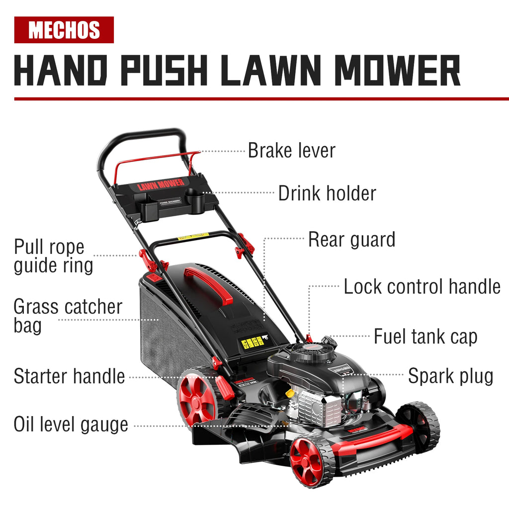 201cc 21-Inch Self-Propelled Gas Lawn Mower | 4-Cycle OHV Engine, 3-in-1 Bagging, Mulching & Side Discharge, 8-Level Height Adjustment