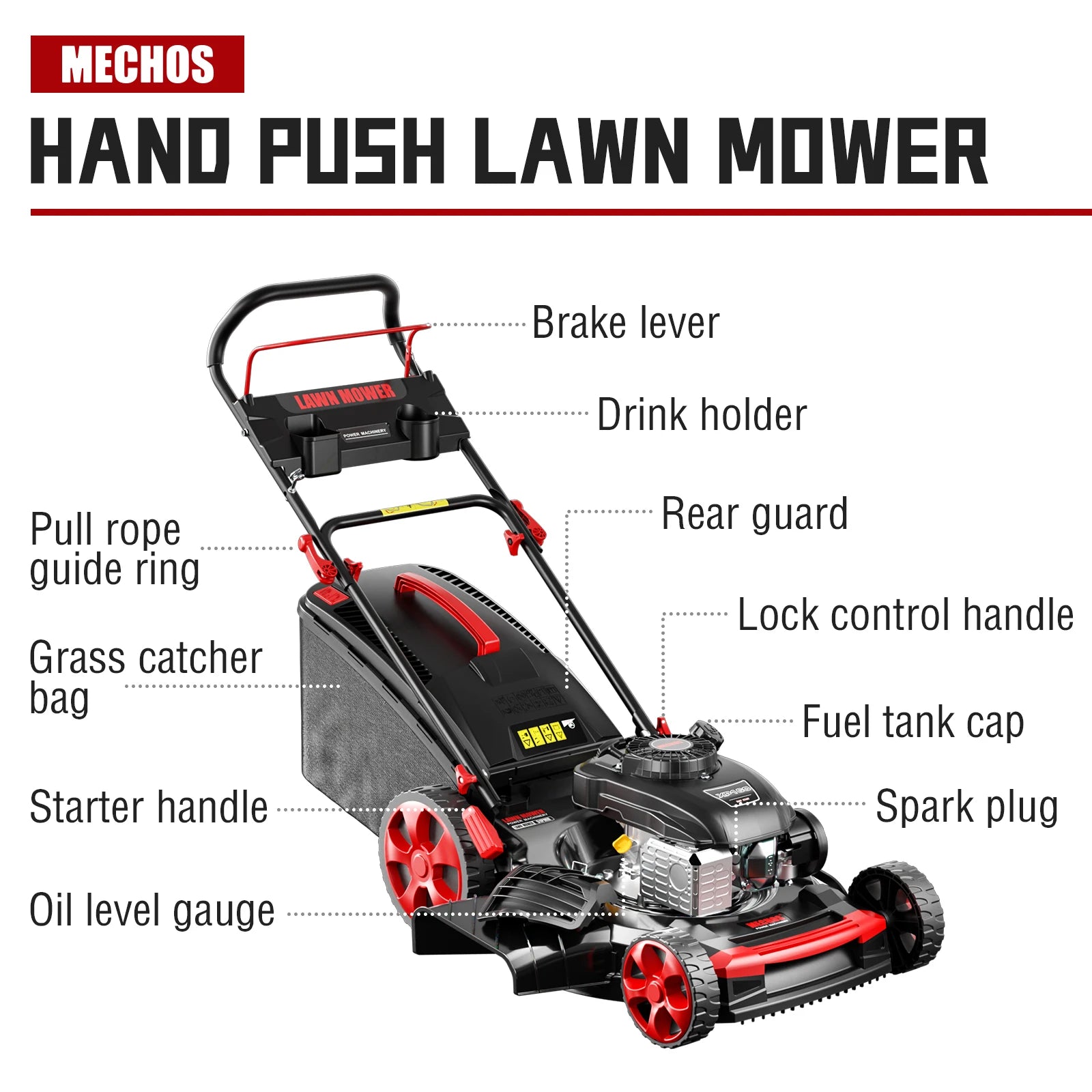 201cc 21-Inch Self-Propelled Gas Lawn Mower | 4-Cycle OHV Engine, 3-in-1 Bagging, Mulching & Side Discharge, 8-Level Height Adjustment