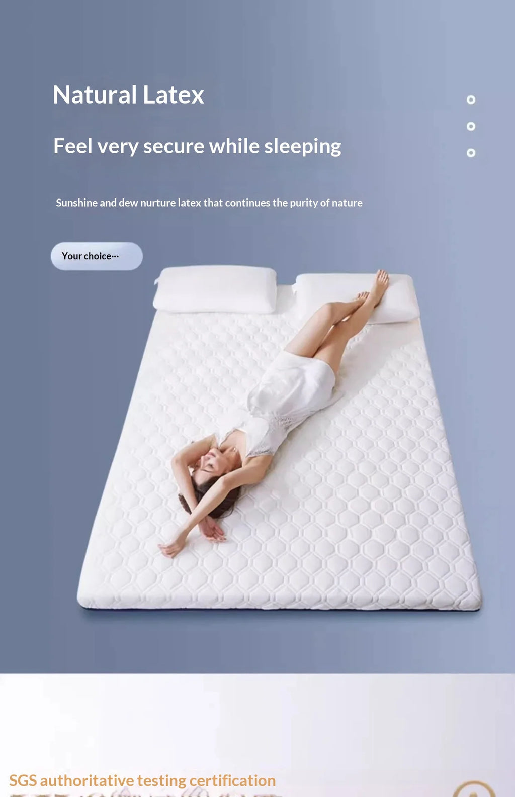Premium Latex Mattress Topper – Thick Foldable Tatami Futon Pad, Dorm & Home, Multiple Sizes