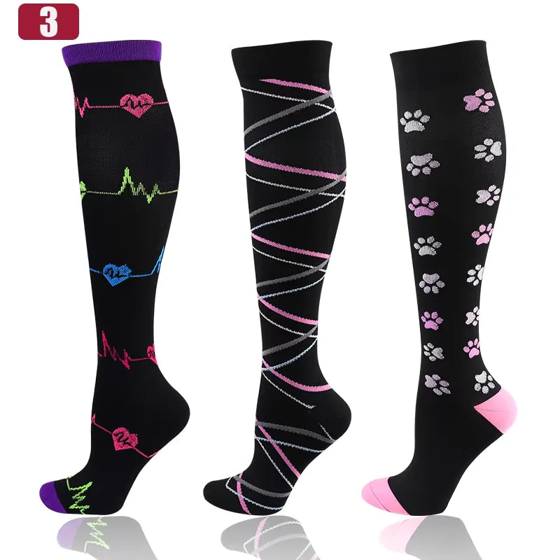 Knee High Compression Socks 20-30mmHg – 3 Pairs for Diabetes, Varicose Veins, Edema, Nurse & Running