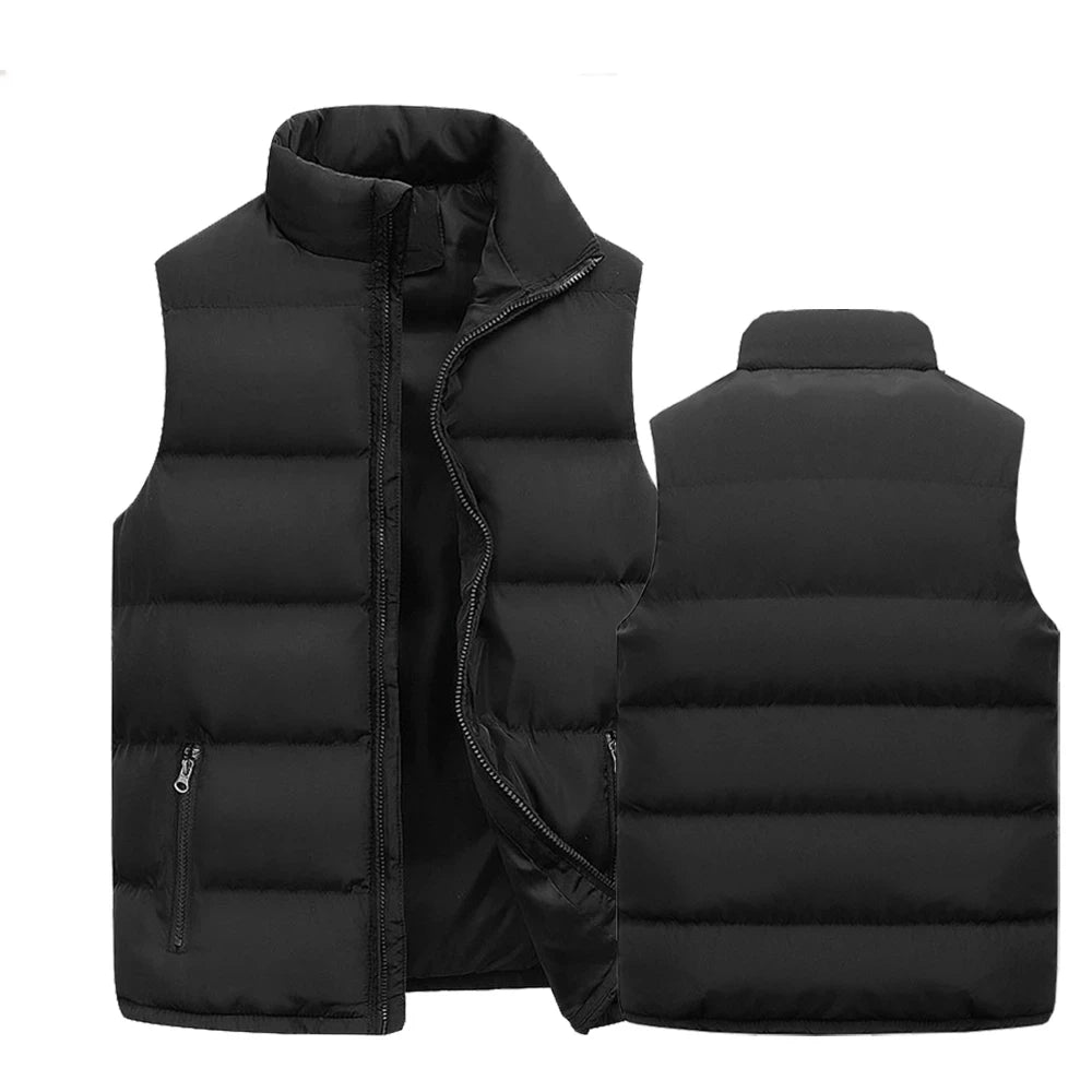 Men's Warm Sleeveless Vest Jacket — Waterproof Zipper Waistcoat for Autumn & Winter