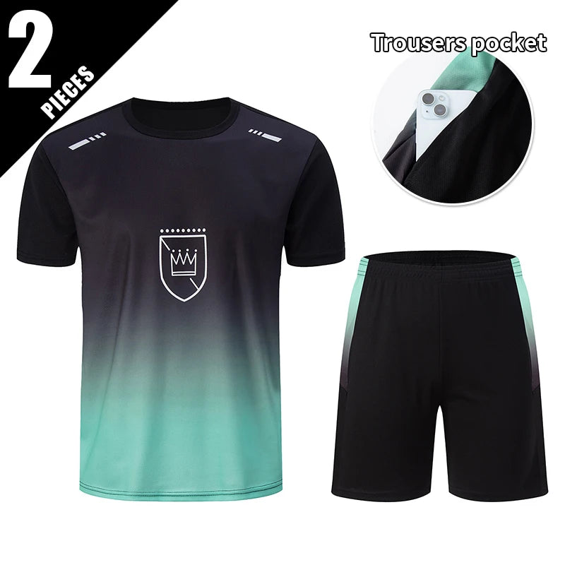 Men's Quick-Dry Short Sleeve & Shorts Set – Plus Size Leisure Running Fitness 2–6 Piece
