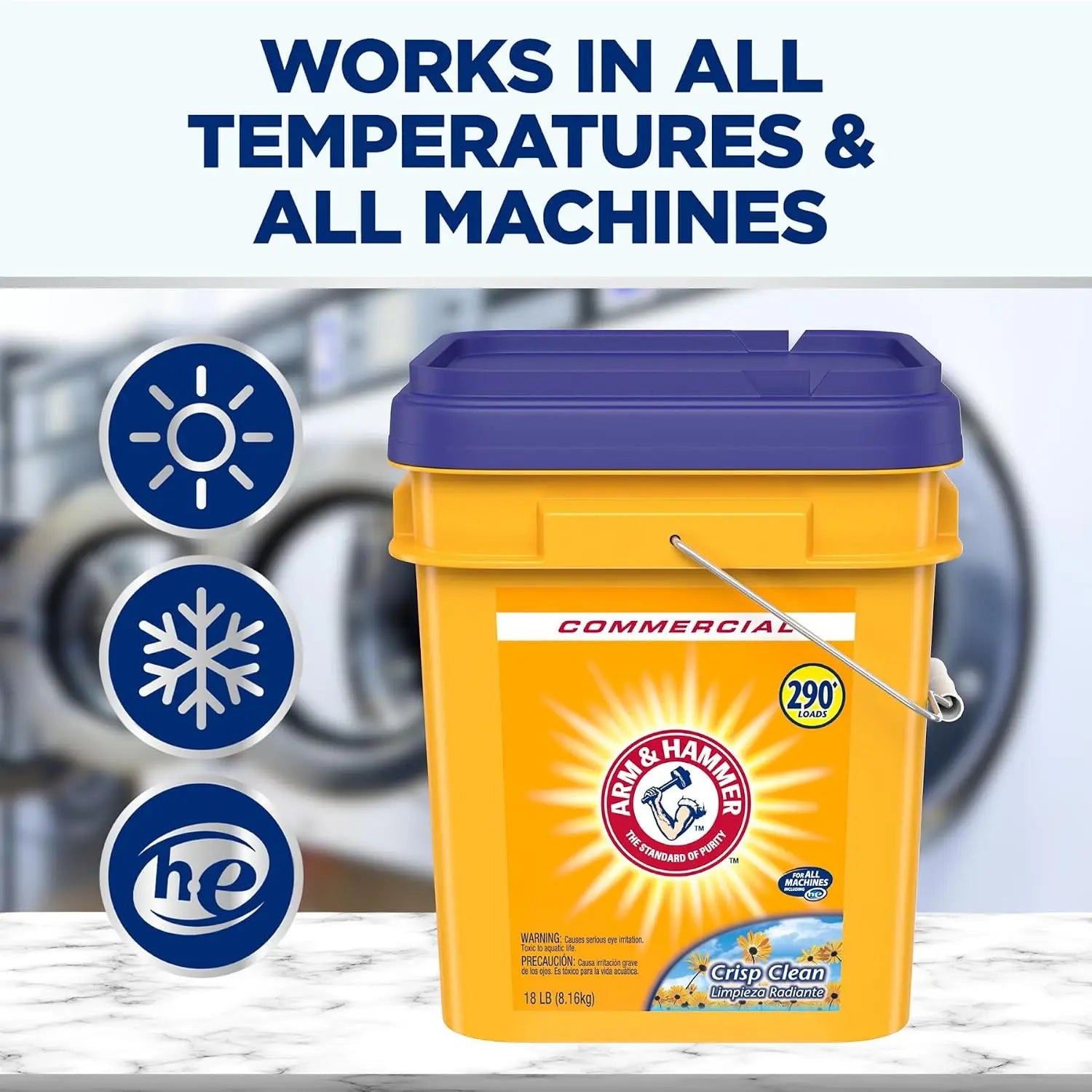 Bulk Clean That Lasts — Powder Laundry Detergent with Baking Soda | 18lb Pail, 290 Loads, Concentrated Formula