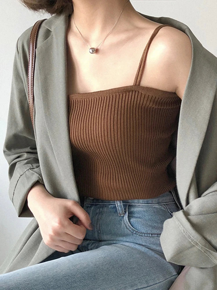 Women's Halter Crop Top – Backless Sleeveless Slim Solid Tube Cropped Vest for Summer