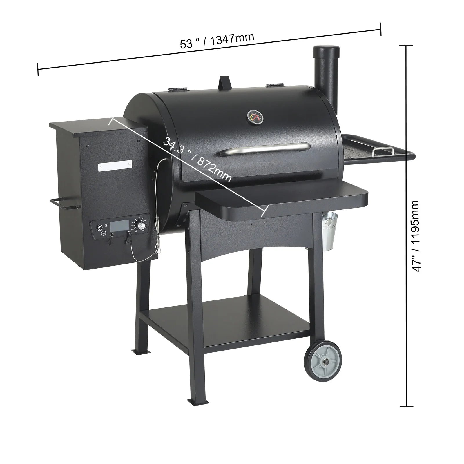 SucceBuy Portable Charcoal & Propane Smoker Grill | 840 Sq. In., Cover & Cart, PID Temp Control 175–500°F, CE Certified