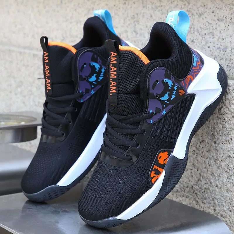 Men's High-Top Basketball Shoes – Cushioned Breathable Sports Sneakers