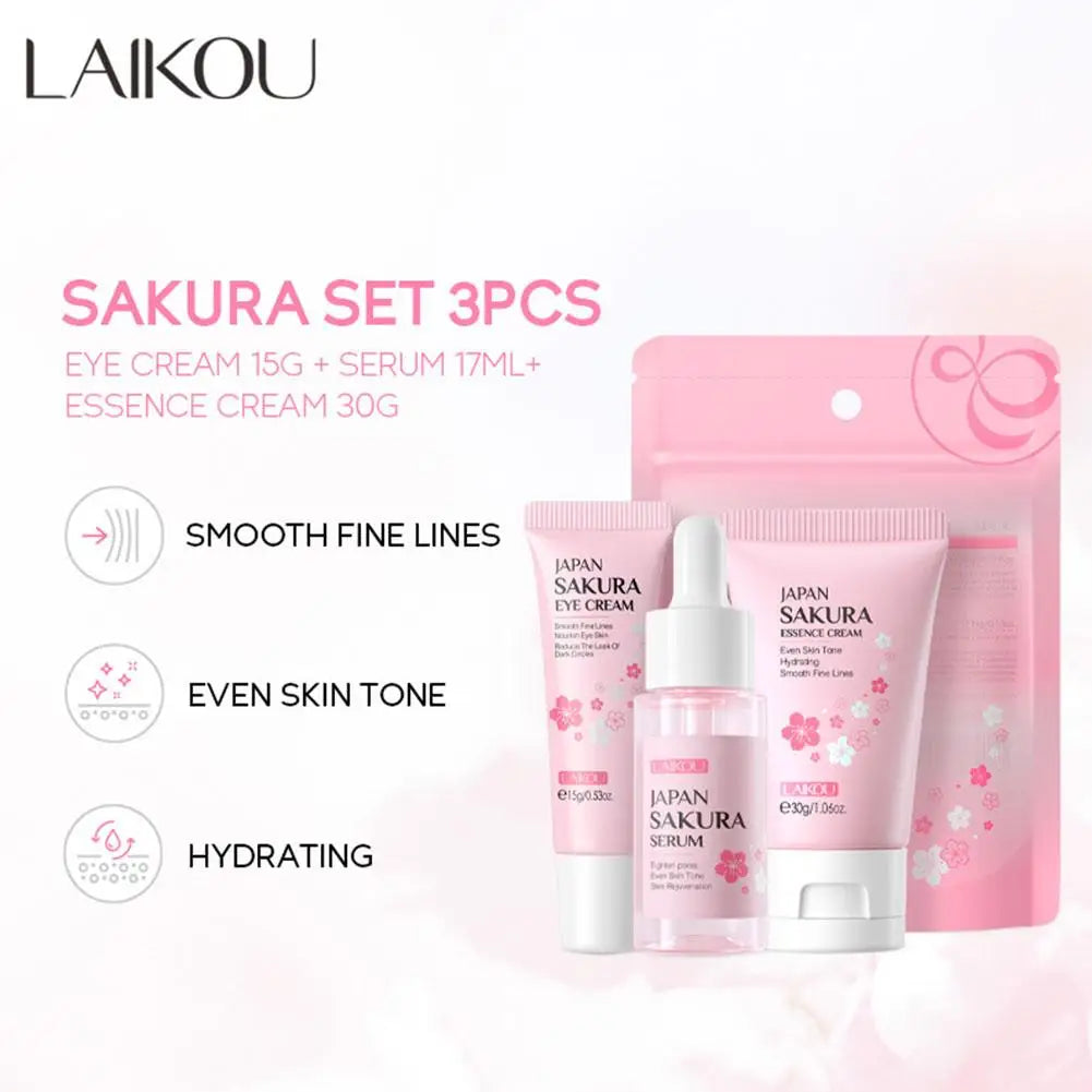 Sakura Skincare Gift Set – 3-Piece Travel Bag or 5-Piece Gift Box for Women