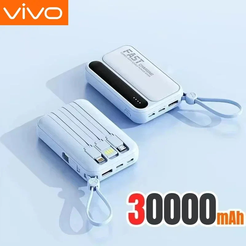 VIVO 500000mAh Power Bank – Built-in 4 Cables Super Fast Charging Portable External Battery 2026