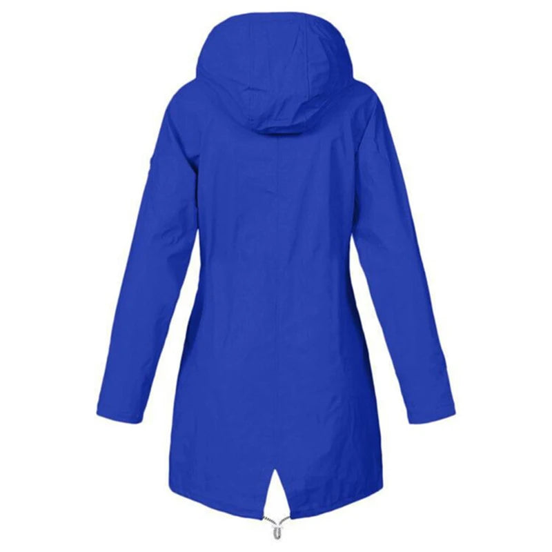 Women's Waterproof Hooded Raincoat – Lightweight Trench Jacket
