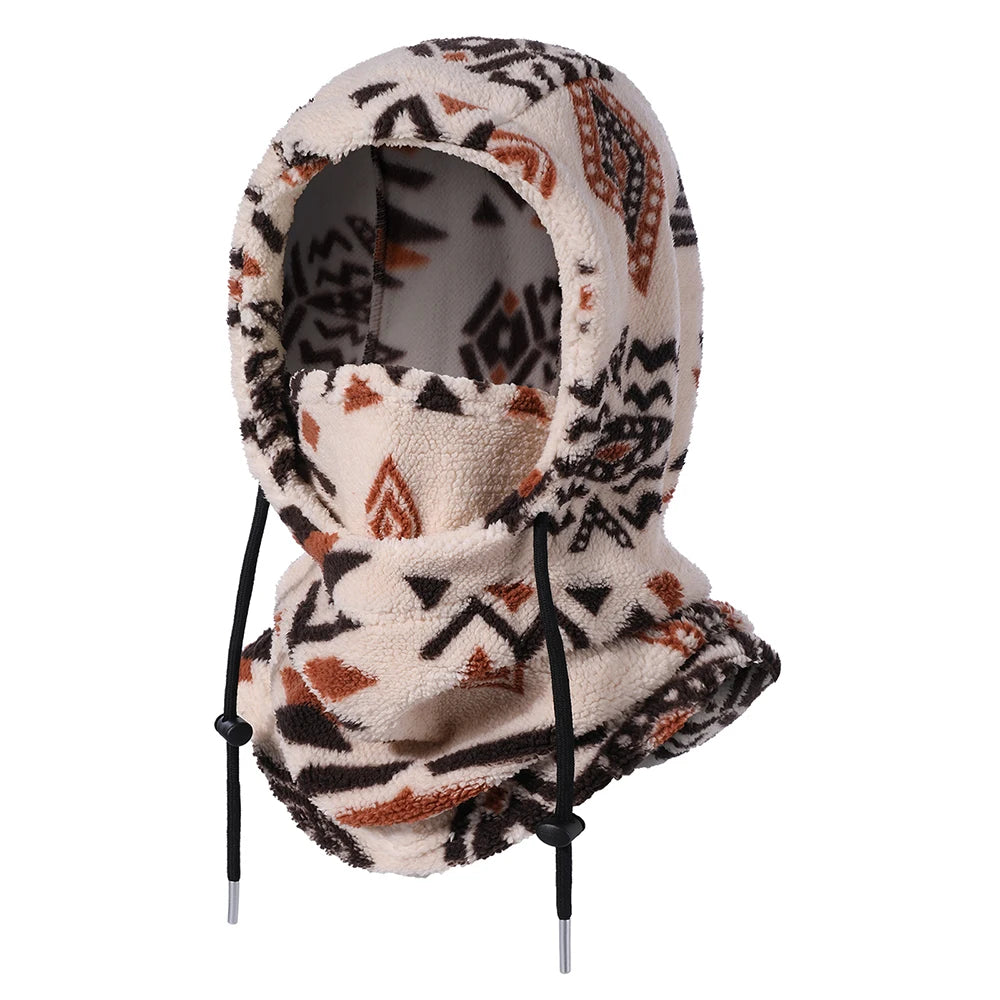 Fleece Balaclava Hood with Drawstring and Neck Warmer