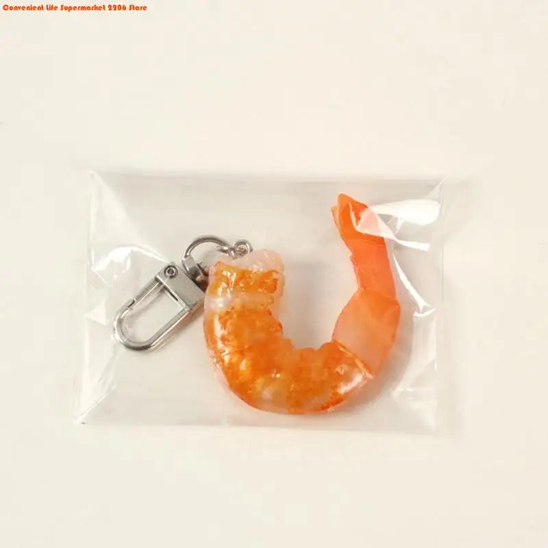 Funny Imitation Shrimp Keychain – Creative PVC Bag Pendant Key Ring for Women