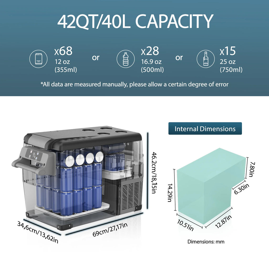 Alpicool LGCF45 Portable Refrigerator — 42 Quart 12V Car Freezer Mini Fridge (-4°F~68°F) for Truck, RV, Vehicle & Travel