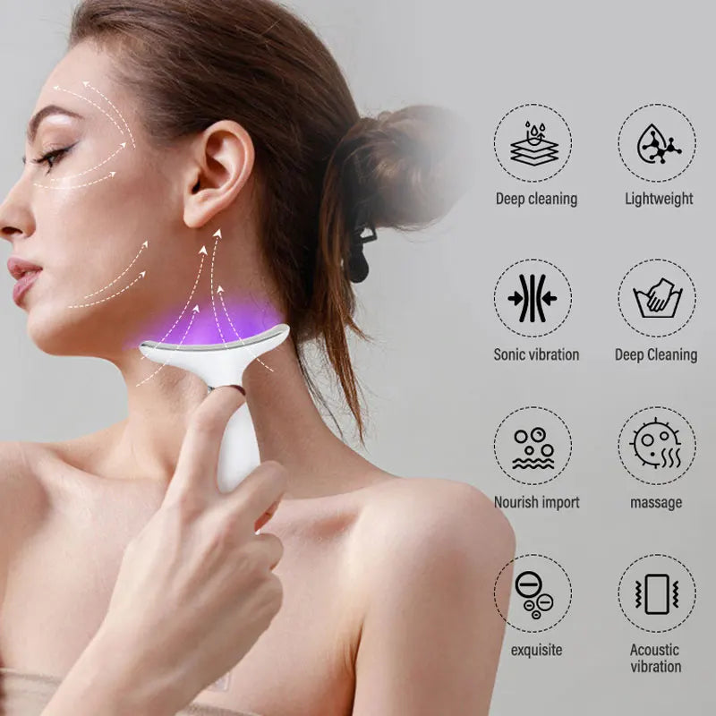 7-Color LED EMS Facial & Neck Massager – Microcurrent Vibration Beauty Device for Face & Shoulders