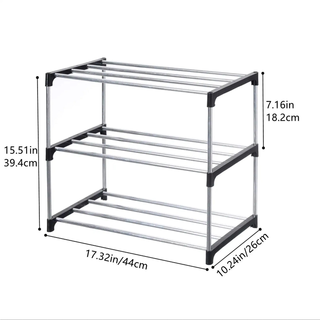 3-Layer Modular Plastic Shoe Rack — Space-Saving Entryway