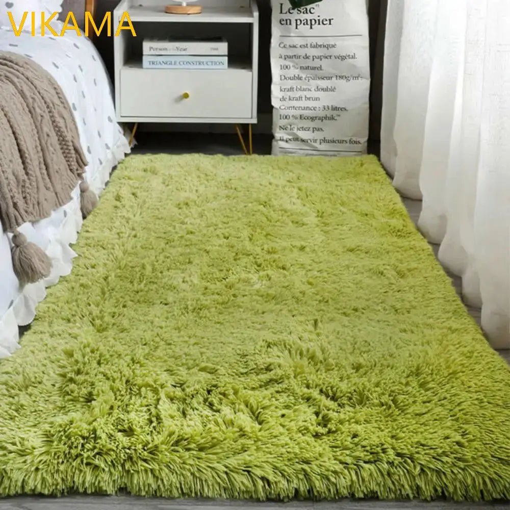 Solid Color Plush Area Rug & Bed Blanket – Soft Silk Wool Carpet for Bedroom & Living Room, 7 Colors & 7 Sizes
