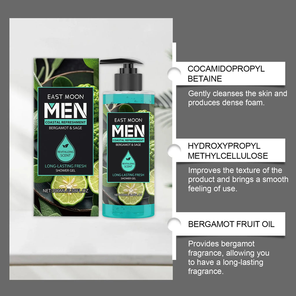 Men's Lasting Fragrance Shower Gel 100ml – 4 Scents, Deep Cleansing & Natural Plant Extract