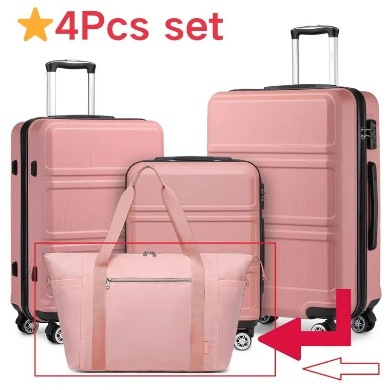 KONO 4/5/6-Piece Hardshell Luggage Set with Toiletry Bag — TSA Lock Spinner Wheels Travel Suitcase