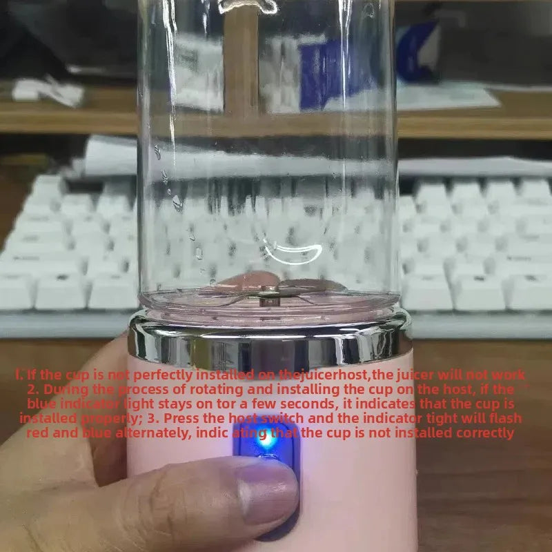HOMEFISH 400ml Portable Electric Blender Bottle – 6-Blade USB Rechargeable Smoothie & Juice Blender, Ice Crush, CE/ROHS