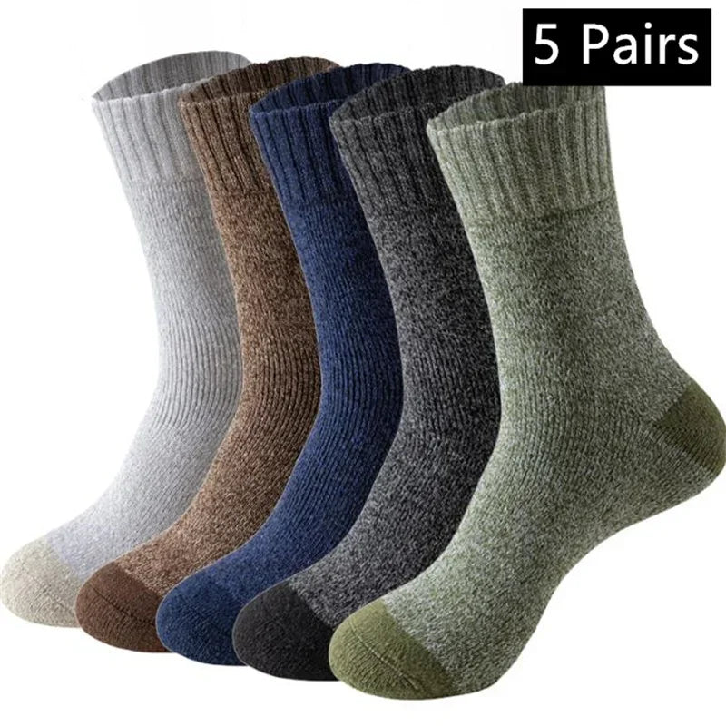 Cotton-Blend Winter Hiking Socks, 5 Pairs