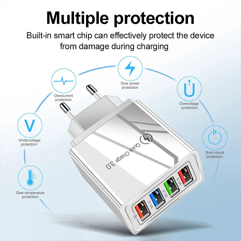 3A USB Wall Charger — Compact Fast Charging Adapter for Phone & Tablet