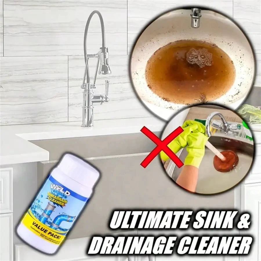 No More Blocked Drains — Powerful Pipe Unclogging Agent & Sewer Powder | Removes Odors & Blockages, 1/2/3/6 Pack Options