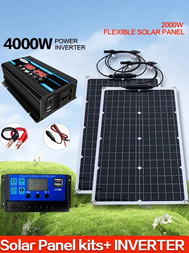 2000W Flexible Solar Panel — 110V/220V Thin-Film Panel for RV, Boat & Off-Grid Systems