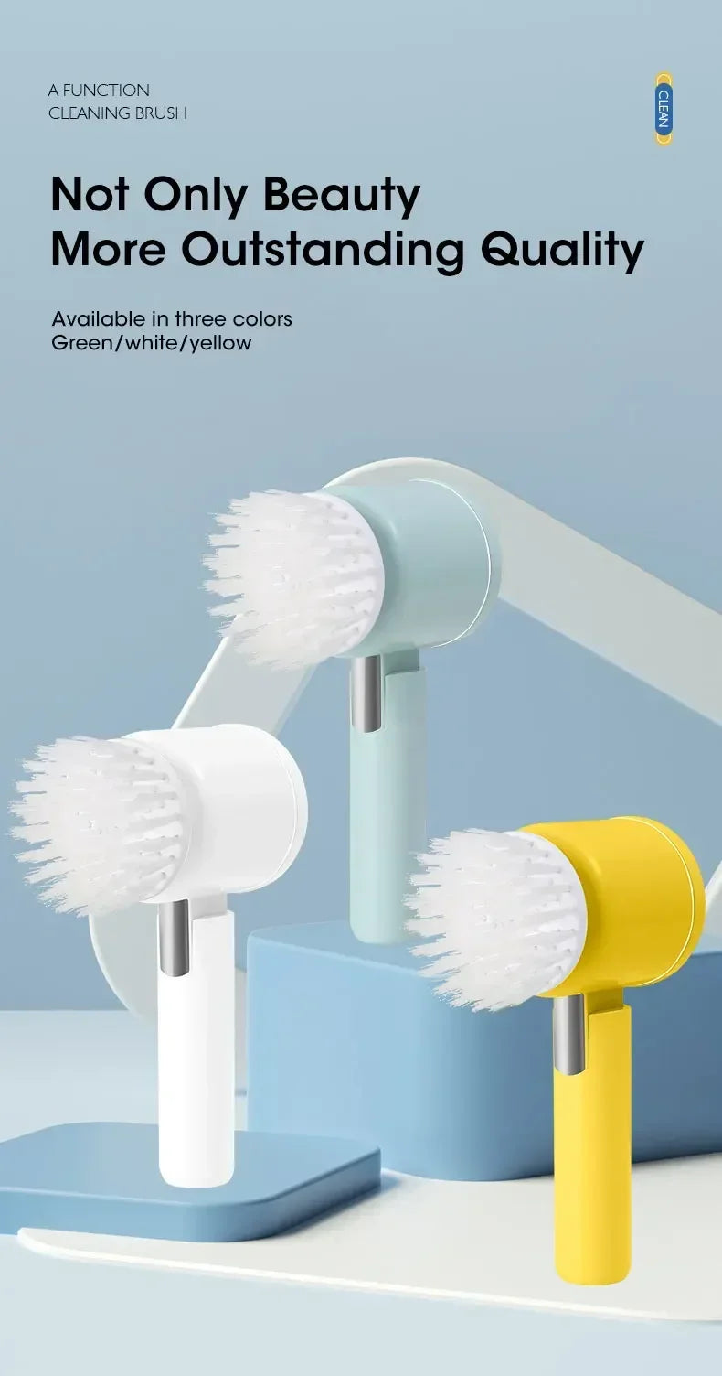 Cordless Spin Scrubber 5-in-1 – USB Rechargeable Electric Cleaning Brush for Bathroom, Kitchen & Tile