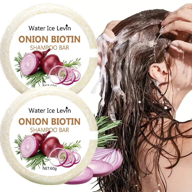 Onion & Biotin Shampoo Bar 60g – Moisturizing, Smoothing & Rosemary Extract for All Hair Types
