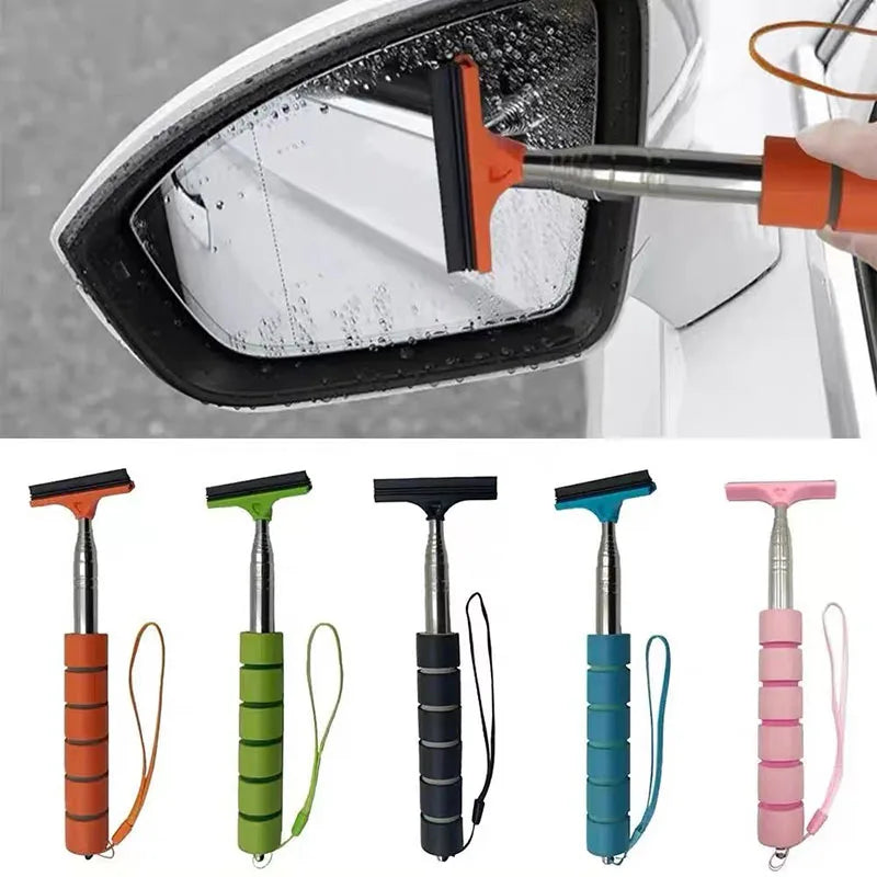 Telescopic Car Rearview Mirror Wiper & Window Cleaning Brush – 21–98cm, 5 Colors