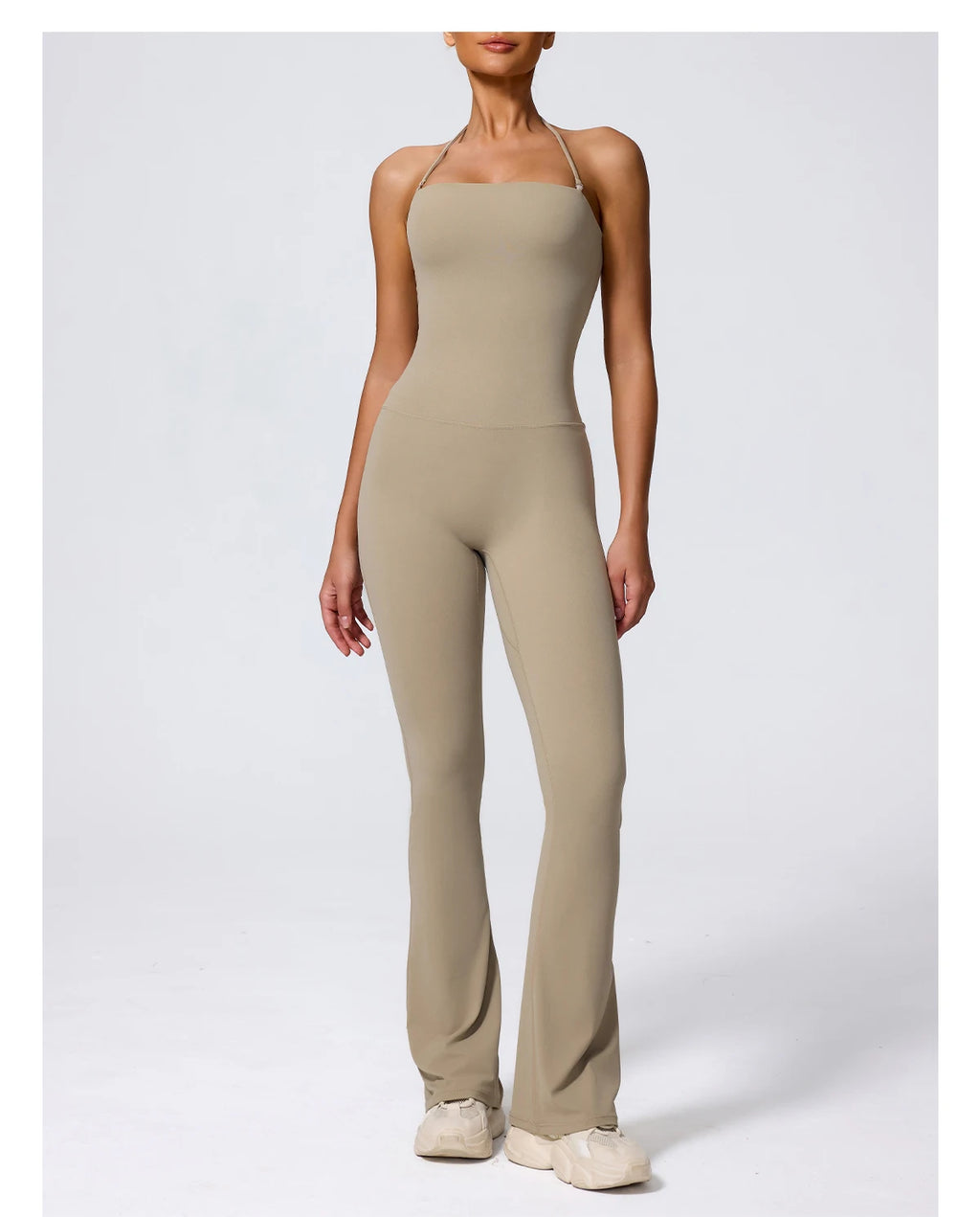 Women's Sleeveless Yoga Jumpsuit – Gym Flared Overalls Neck-Hanging Backless Sportswear