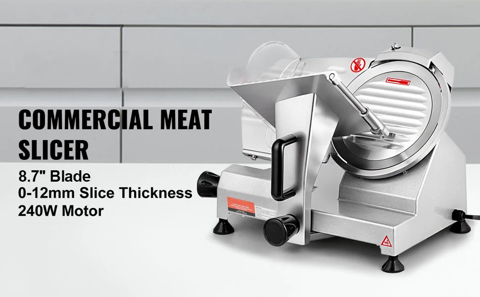 Electric Meat Slicer 8"/10" — Carbon Steel Blade, Adjustable Thickness for Deli, Meat & Cheese