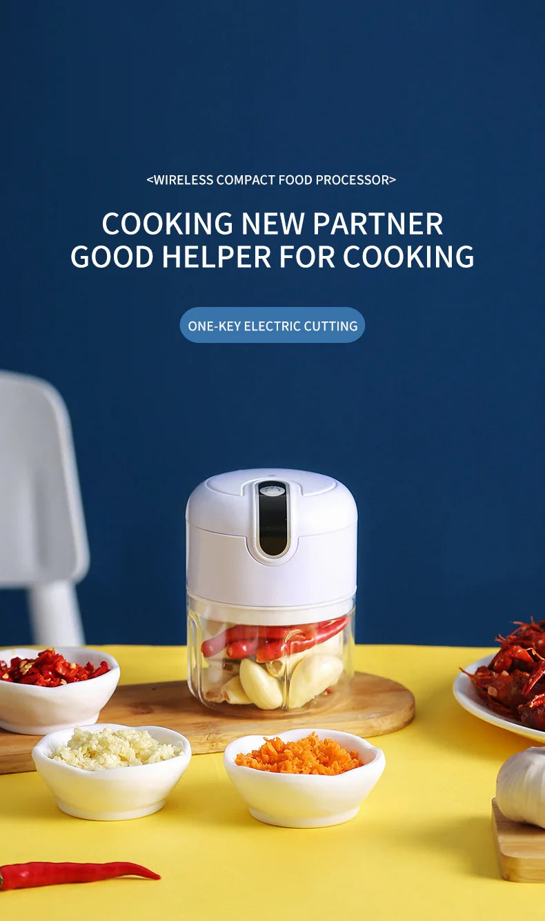 Electric Garlic Masher & Portable Chopper — USB Charging Mini Meat Grinder & Vegetable Chopper