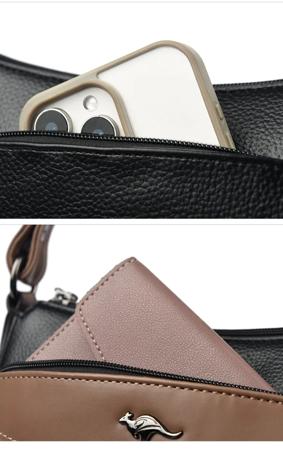 Luxury Genuine Leather Flap Shoulder Bag – Sequin Crossbody Handbag for Women