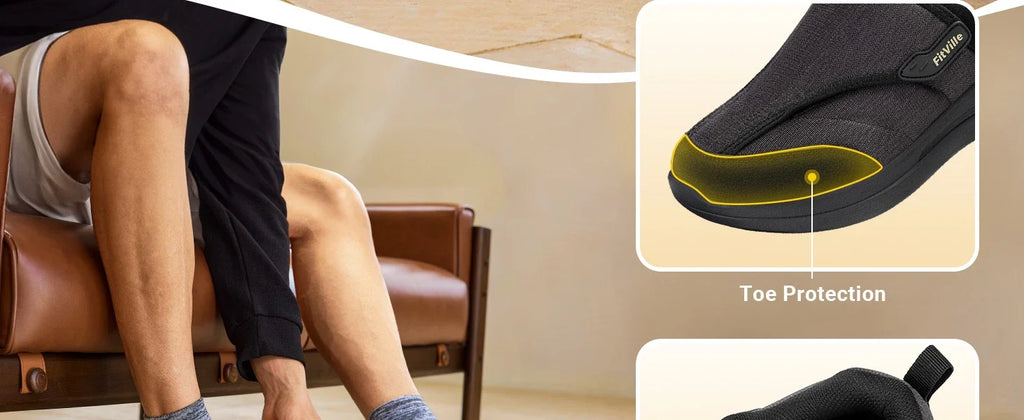 Men's Extra Wide Diabetic Slip-On Shoes – Orthopedic Casual Footwear for Elderly Foot Pain Relief, Neuropathy & Swollen Feet