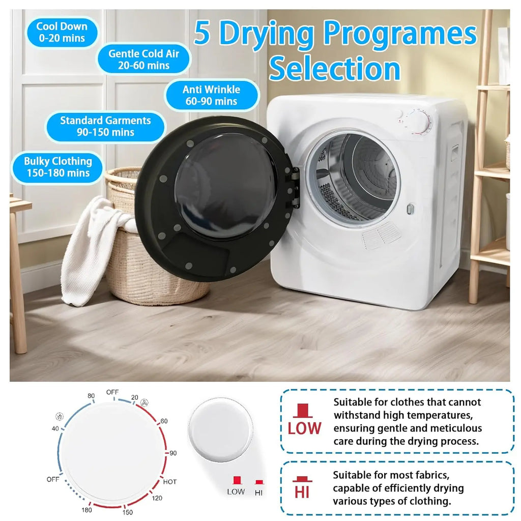 1.6 Cu Ft Portable Clothes Dryer & 16 LBS Full Automatic Washing Machine Set — Stainless Washer & Spinner Combo