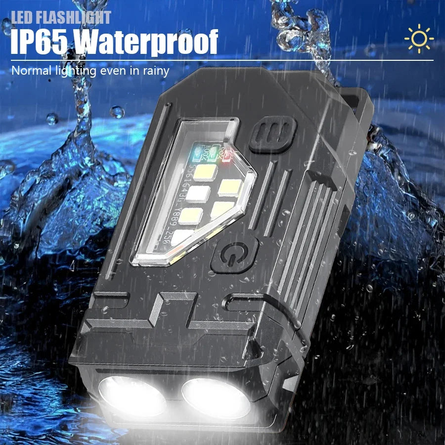 Mini COB LED Flashlight – 8 Modes, Magnetic Base, Hat Clip, USB-C Rechargeable for Camping & EDC